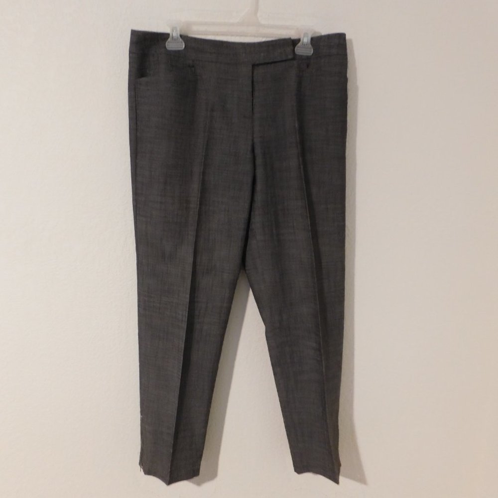 I.N. STUDIO Gray Flat Front Dress Pants Slacks Size 10 Ankle Zipper Accent